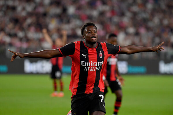 IPA88211501 - Alphadjo Cisse of AC Milan celebration after the goal during Serie A 2026/27 match between Juventus FC and of AC Milan at Allianz Stadium on September 06, 2026 in Turin, Italy - ph Giuliano Marchisciano