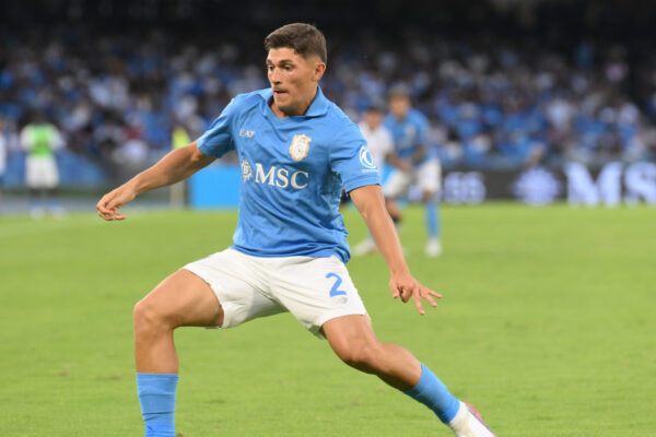 IPA88491810 - Costantino Favasuli of SSC Napoli in action during the Serie A Enelive match between SSC Napoli vs Bologna FC 1909 at Diego Armando Maradona Stadium